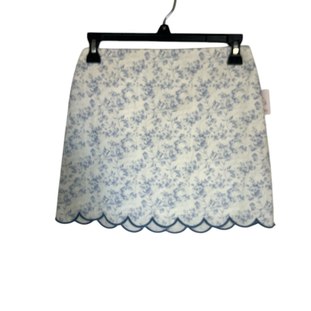 Francesca's Blue and Ivory Mini Pencil Skirt with Zipper NWT